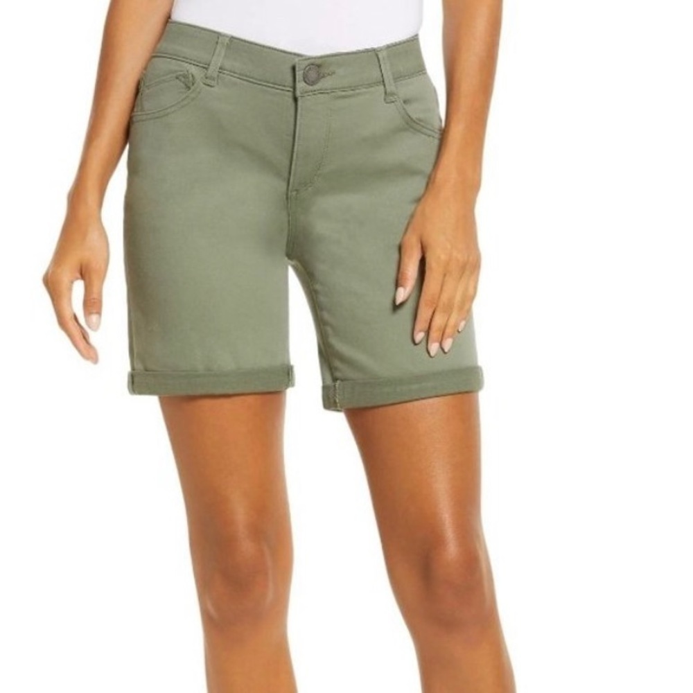 WIT & WISDOM ‘AB’ SOLUTION ROLL CUFF OLIVE GREEN SHORTS NEW